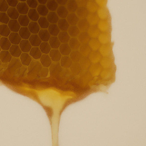 Raw honeycomb dripping with golden honey