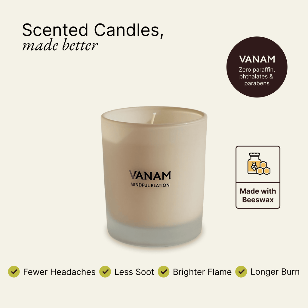 MINDFUL ELATION scented beeswax candle benefits — VANAM