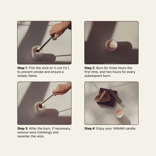 VANAM beeswax candle care guide — how to get the best burn